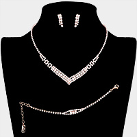 3PCS - Rhinestone Pave Necklace Jewelry Set