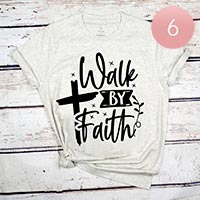 6PCS - Assorted Size Walk BY Faith Cross Graphic T-shirts