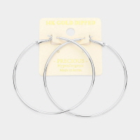 14K White Gold Dipped Metal Hoop Earrings