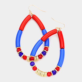 American USA Flag Teardrop Dangle Earrings