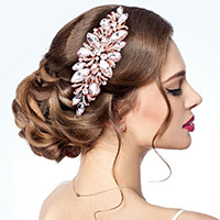 Stone Embellished Flower Cluster Bun Wrap Headpiece