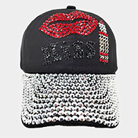 Bling Lips 'Kiss' Message Baseball Cap