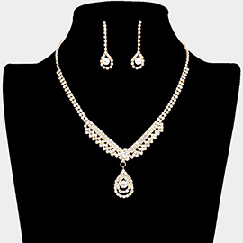 Crystal Rhinestone Teardrop Pave Necklace