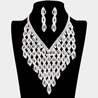 Rhinestone Pave Statement Evening Necklace