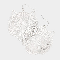 Filigree Metal Tiger Dangle Earrings