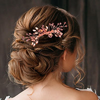 Glass Beads Flower Leaf Hair Comb