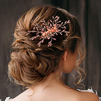 Glass Beads Flower Leaf Hair Comb