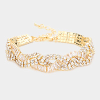 Twisted CZ Stone Evening Bracelet