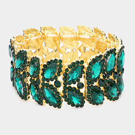 Marquise Stone Embellished Stretch Evening Bracelet