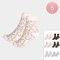 6PAIRS - Leopard Socks