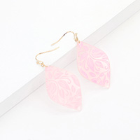 Acetate Leaf Pattern Marquise Dangle Earrings