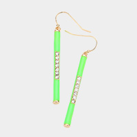 Stone Embellished Enamel Bar Dangle Earrings