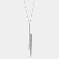 Abstract Metal Bar Pendant Long Necklace