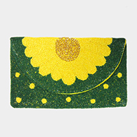 Flower Beaded Clutch / Crossbody Bag