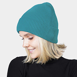 Ribbed Cuff Knit Beanie Hat