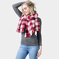 Plaid Check Oblong Scarf