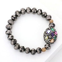 Oval Shamballa Ball Accented Natural Stone Bracelet