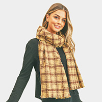 Plaid Check Lurex Oblong Scarf