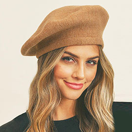 Stretchy Solid Beret Hat