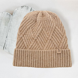 Textured Knit Cuff Beanie Hat