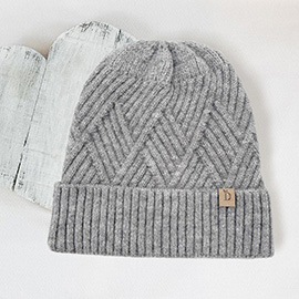 Textured Knit Cuff Beanie Hat