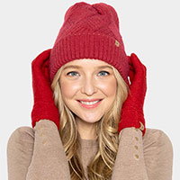 Textured Knit Cuff Beanie Hat