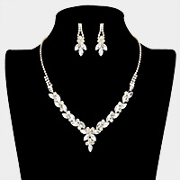 Marquise Stone Embellished Rhinestone Necklace