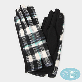 Plaid Check Patterned Touch Smart Gloves