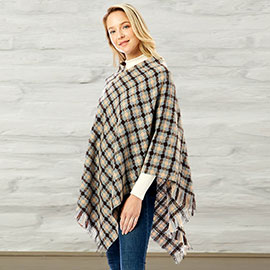 Diamond Pattern Knitted Poncho