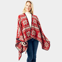 Reversible Snowflake Pattern Ruana Poncho