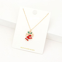 Enamel Christmas Bell Pendant Necklace