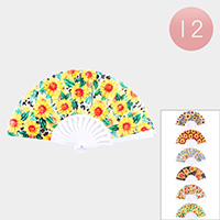 12PCS - Sunflower Printed Folding Fans