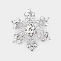 Rhinestone Pave Snowflake Pin Brooch