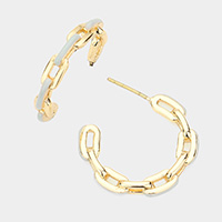 Colored Metal Chain Link Half Hoop Earrings