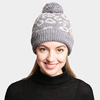 Leopard Lined Pom-Pom Beanie