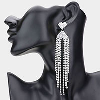 Rhinestone Pave Heart Fringe Evening Earrings