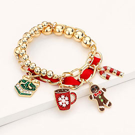 2PCS - Christmas Theme Enamel Charm Multi Layered Bracelets