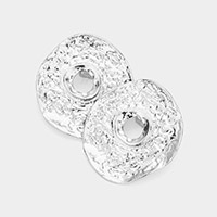 Open Circle Textured Metal Clip On Earrings