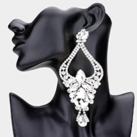 Oversized Teardrop Marquise Stone Embellished Rhinestone Pave Evening Earrings