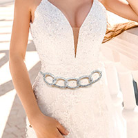 Rhinestone Pave Open Oval Link Chain Belt