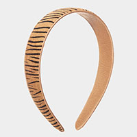 Calf Genuine Leather Zebra Print Headband