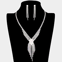 Rhinestone Pave Fringe Necklace