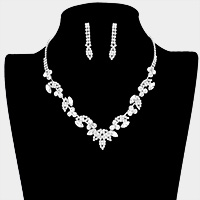 Round Marquise Stone Embellished Rhinestone Pave Necklace