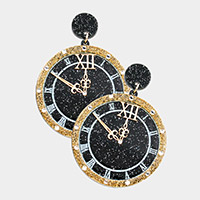 Acetate Clock Dangle Earrings