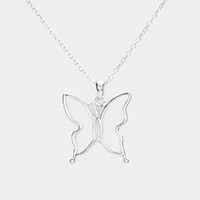 Metal Cut Out Butterfly Pendant Necklace