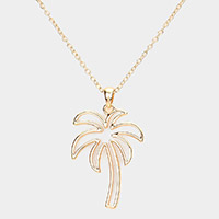 Metal Cut Out Palm Tree Pendant Necklace