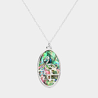 Abalone Flamingo Pendant Necklace