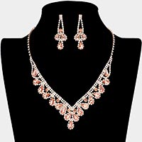 Teardrop Stone Accented Rhinestone Pave Necklace