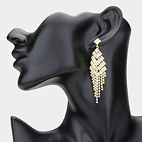 Rhinestone Pave Fringe Dangle Evening Earrings