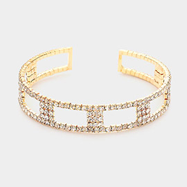 Square Rhinestone Pave Accented Cuff Bracelet